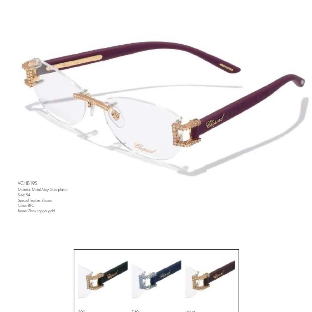 Chopard Black VCHB19S 23KT gold plated eyeglasses RARE HTF